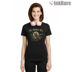 Fly Grinch Fly Philadelphia Football Christmas Shirt on black short sleeve shirt for women graphic tee