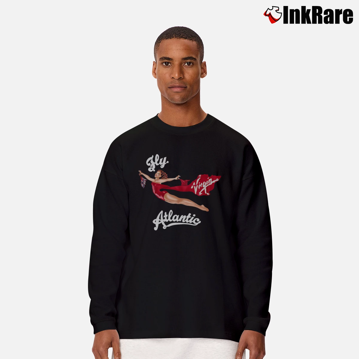 fly virgin atlantic Men’s Long-Sleeve Tee in black – Versatile Layering Men’s fly virgin atlantic Long-Sleeve Shirt in black | Sleek, Lightweight, Year-Round Wear