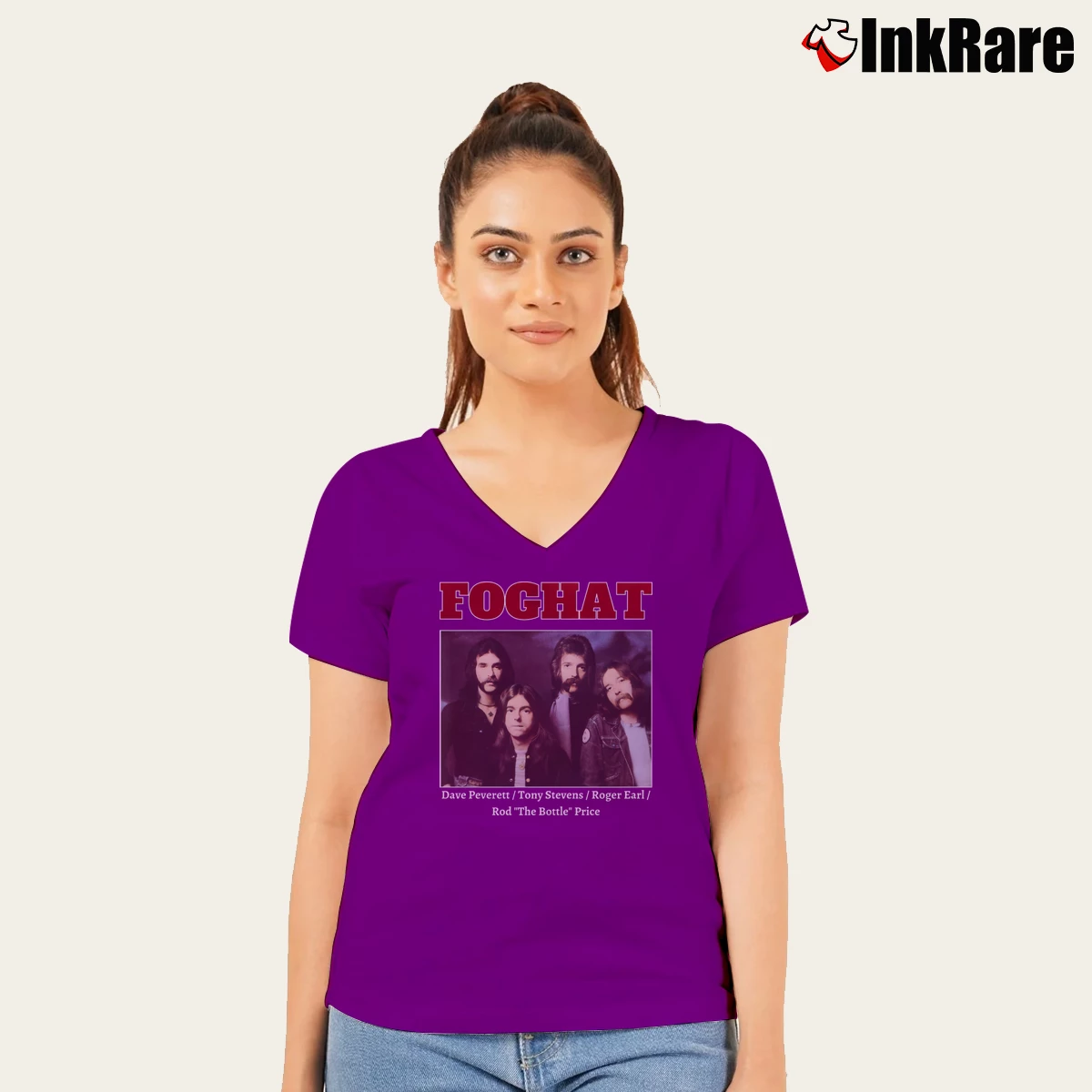 Women’s Foghat Night Shift V-Neck Tee in purple | Chic Neckline, Soft Texture