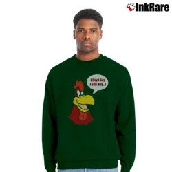 Men’s Foghorn Leghorn Cartoon Crewneck Sweatshirt in forest green | Cozy Fabric, Clean Style