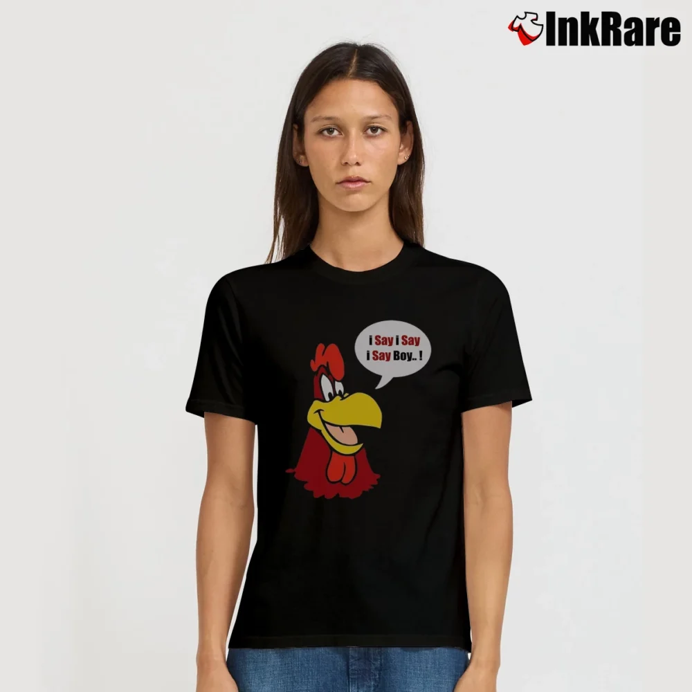 Women’s Foghorn Leghorn Cartoon Signature T-Shirt in black | Soft, Flattering Fit