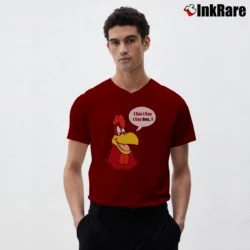 Men’s Foghorn Leghorn Cartoon V-Neck Tee in maroon | Sharp, Breathable, Everyday Staple