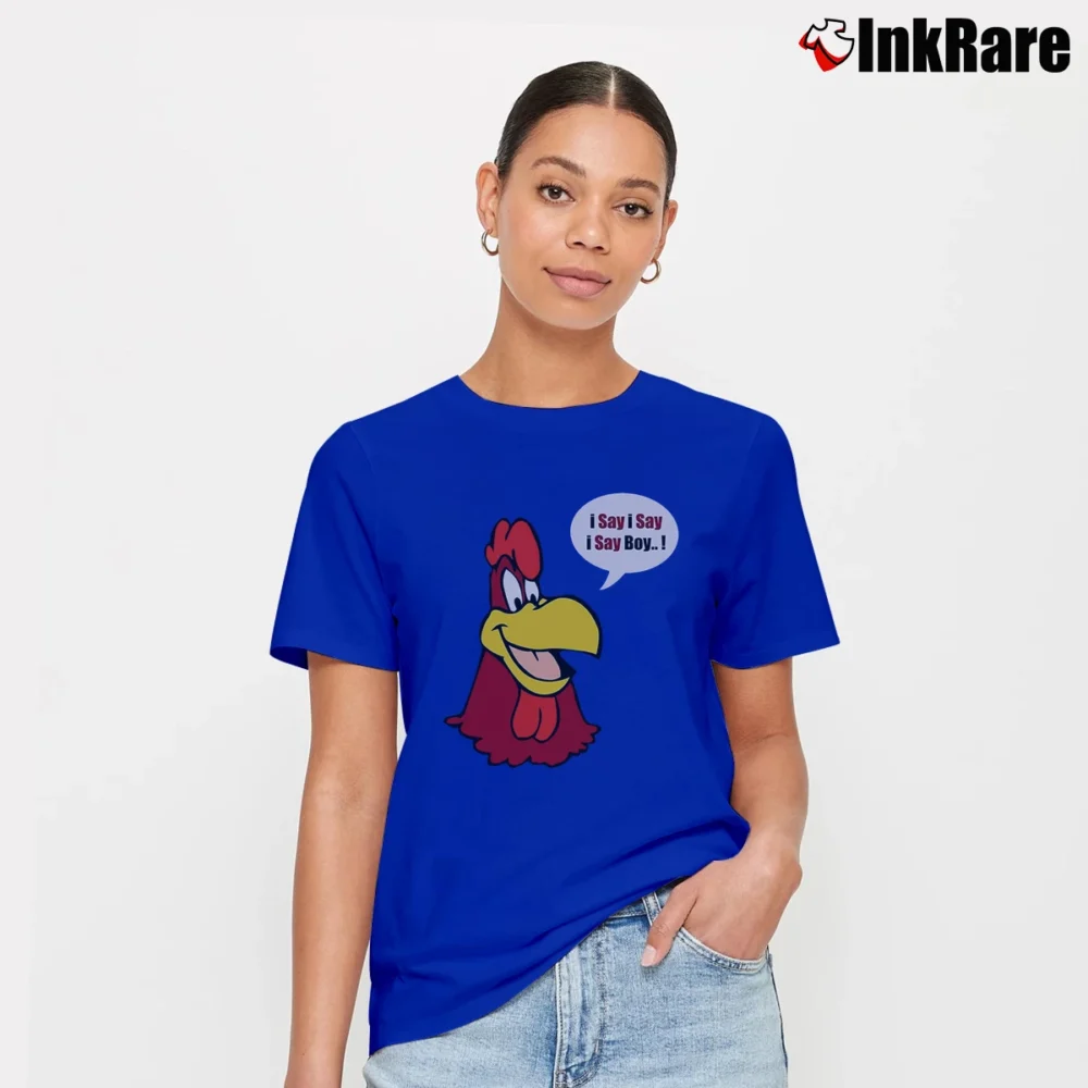 Women’s Foghorn Leghorn Inspired Funny Signature T-Shirt in royal blue | Soft, Flattering Fit