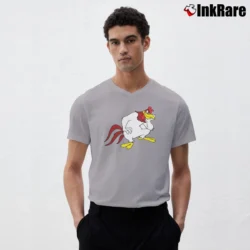Men’s Foghorn Leghorn Looney Tunes Cartoon V-Neck Tee in sport grey | Sharp, Breathable, Everyday Staple