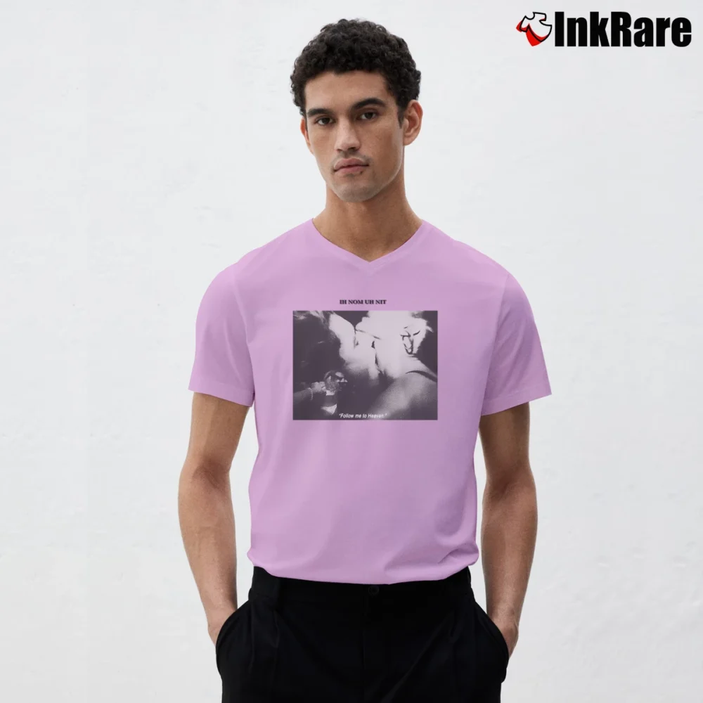 Men’s Follow Me To Heaven IH Nom UH Nit V-Neck Tee in light pink | Sharp, Breathable, Everyday Staple