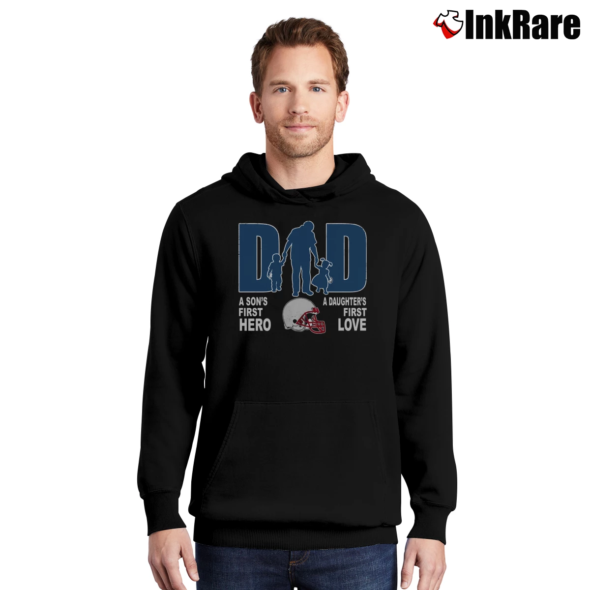 Football Dad Sons First Hero Daughters Love Patriots Fathers Day Men’s Pullover Hoodie in black – Ultimate Warmth Men’s Football Dad Sons First Hero Daughters Love Patriots Fathers Day Pullover Hoodie in black | Cozy, Durable, Modern Fit