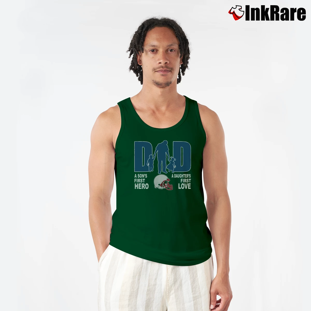 Football Dad Sons First Hero Daughters Love Patriots Fathers Day Men’s Performance Tank in forest green – Lightweight Comfort Men’s Football Dad Sons First Hero Daughters Love Patriots Fathers Day Tank Top in forest green | Breathable, Active-Friendly Design