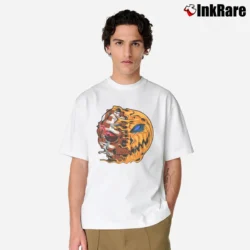 Men’s Football Player Pumpkin Skeleton Halloween Classic T-Shirt in white | Soft, Breathable Everyday Wear