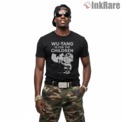 For The Children Cartoon Kid Wu Tang Shirt on black short sleeve shirt for men graphic tee