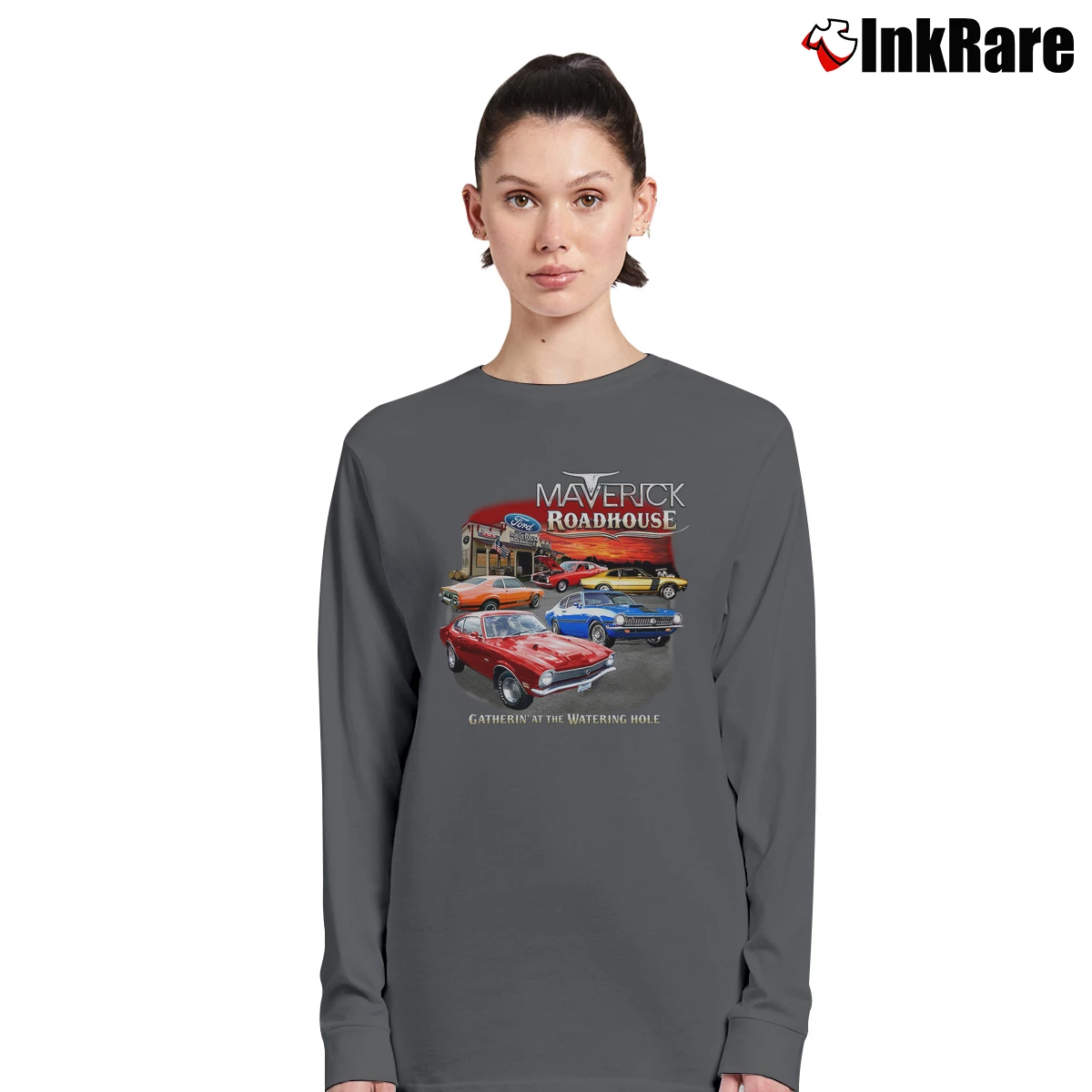 Ford Maverick 1970–1977 Preshrunk Women’s Long-Sleeve Top in charcoal – Effortless Layer Women’s Ford Maverick 1970–1977 Preshrunk Long-Sleeve Top in charcoal | Sleek, Versatile, All-Season
