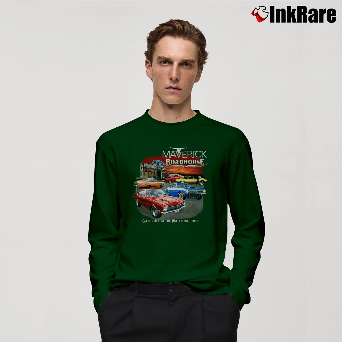 Ford Maverick 1970–1977 Preshrunk Men’s Long-Sleeve Tee in forest green – Versatile Layering Men’s Ford Maverick 1970–1977 Preshrunk Long-Sleeve Shirt in forest green | Sleek, Lightweight, Year-Round Wear