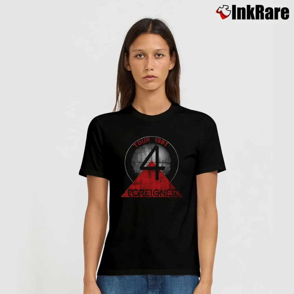 Women’s Foreigner Tour 1981 Prime Signature T-Shirt in black | Soft, Flattering Fit