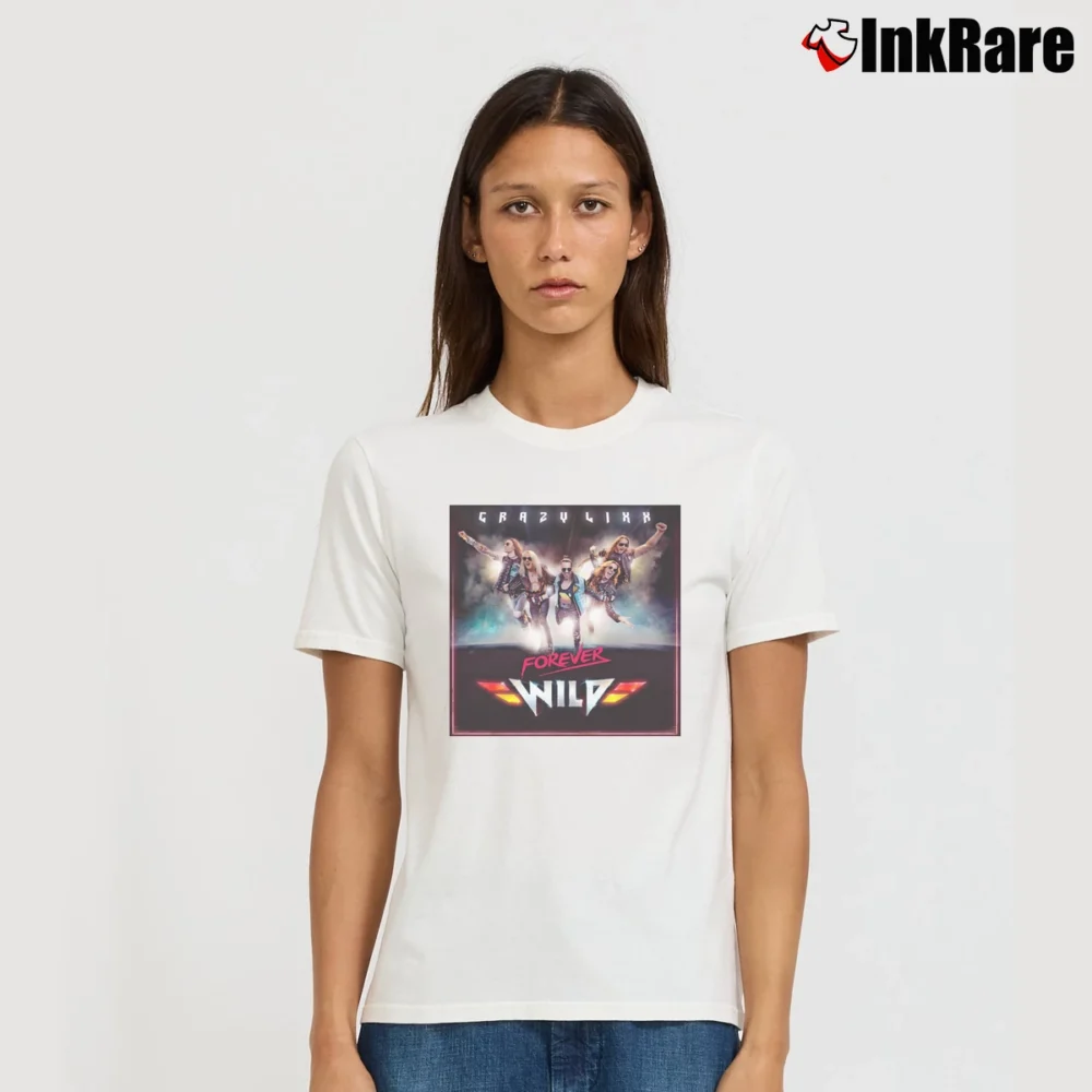 Women’s Forever Wild Crazy Lixx Rock Band Signature T-Shirt in white | Soft, Flattering Fit