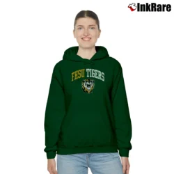 Women’s Fort Hays State Tigers Arch Mascot Cozy Hoodie in forest green | Warm, Structured, Stylish
