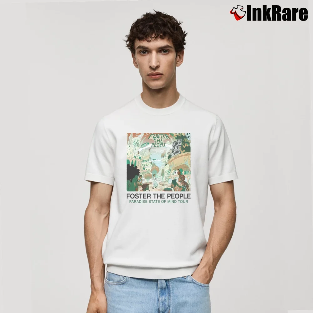 Men’s Foster The People Paradise State Of Mind Tour Classic T-Shirt in white | Soft, Breathable Everyday Wear