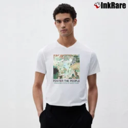 Men’s Foster The People Paradise State Of Mind Tour V-Neck Tee in white | Sharp, Breathable, Everyday Staple