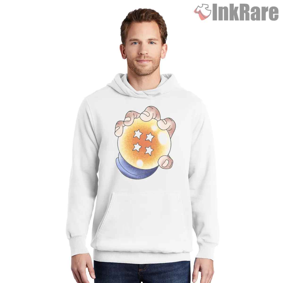 Four Star Dragon Ball Hand Illustration Shirt on white hoodie for men graphic tee