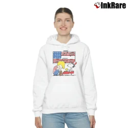 Women’s Fourth Of July Schroeder Playing Piano Woodstock And Snoopy Cozy Hoodie in white | Warm, Structured, Stylish