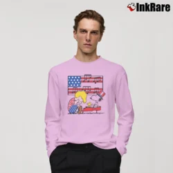 Men’s Fourth Of July Schroeder Playing Piano Woodstock And Snoopy Long-Sleeve Shirt in light pink | Sleek, Lightweight, Year-Round Wear