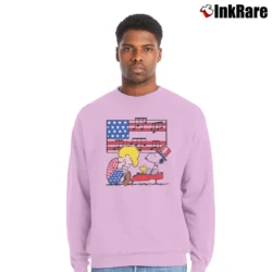 Men’s Fourth Of July Schroeder Playing Piano Woodstock And Snoopy Crewneck Sweatshirt in light pink | Cozy Fabric, Clean Style