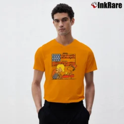 Men’s Fourth Of July Schroeder Playing Piano Woodstock And Snoopy V-Neck Tee in orange | Sharp, Breathable, Everyday Staple