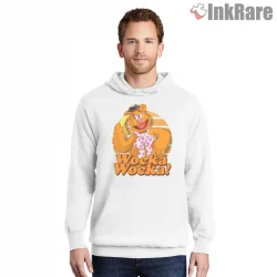 Fozzie Bear Wocka Wocka Comedy Cartoon Graphic Shirt on white hoodie for men graphic tee