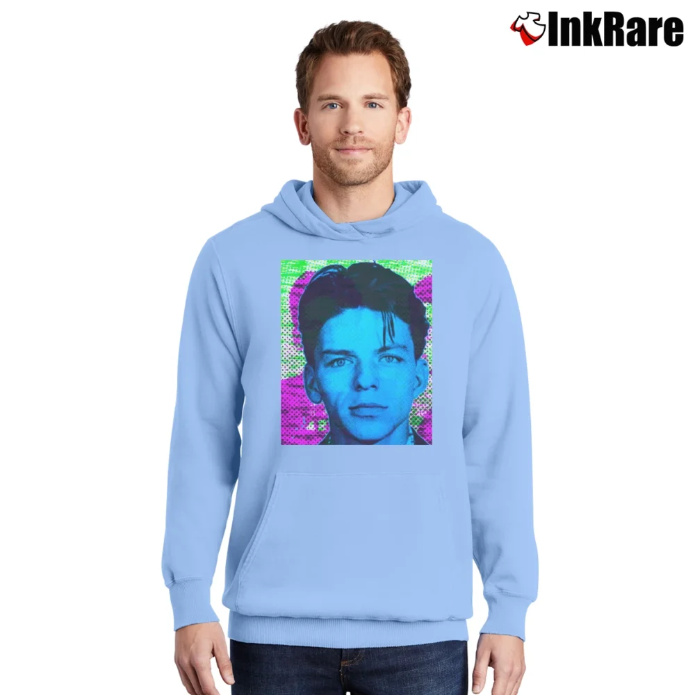 Men’s Frank Sinatra Mugshot Pullover Hoodie in light blue | Cozy, Durable, Modern Fit