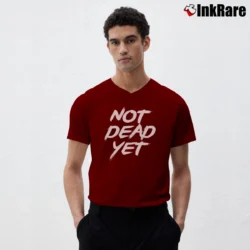 Men’s Frank Turner Not Dead Yet V-Neck Tee in maroon | Sharp, Breathable, Everyday Staple