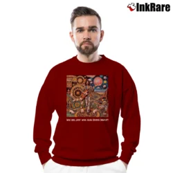 Men’s Frank Zappa Cosmik Debris Crewneck Sweatshirt in maroon | Cozy Fabric, Clean Style