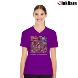 Women’s Frank Zappa Cosmik Debris V-Neck Tee in purple | Chic Neckline, Soft Texture