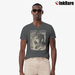 Men’s Frank Zappa Vintage V-Neck Tee in charcoal | Sharp, Breathable, Everyday Staple