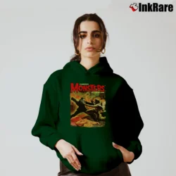 Women’s Frankenstein Vs Wolf Man Monsters Cozy Hoodie in forest green | Warm, Structured, Stylish