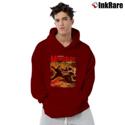 Men’s Frankenstein Vs Wolf Man Monsters Pullover Hoodie in maroon | Cozy, Durable, Modern Fit