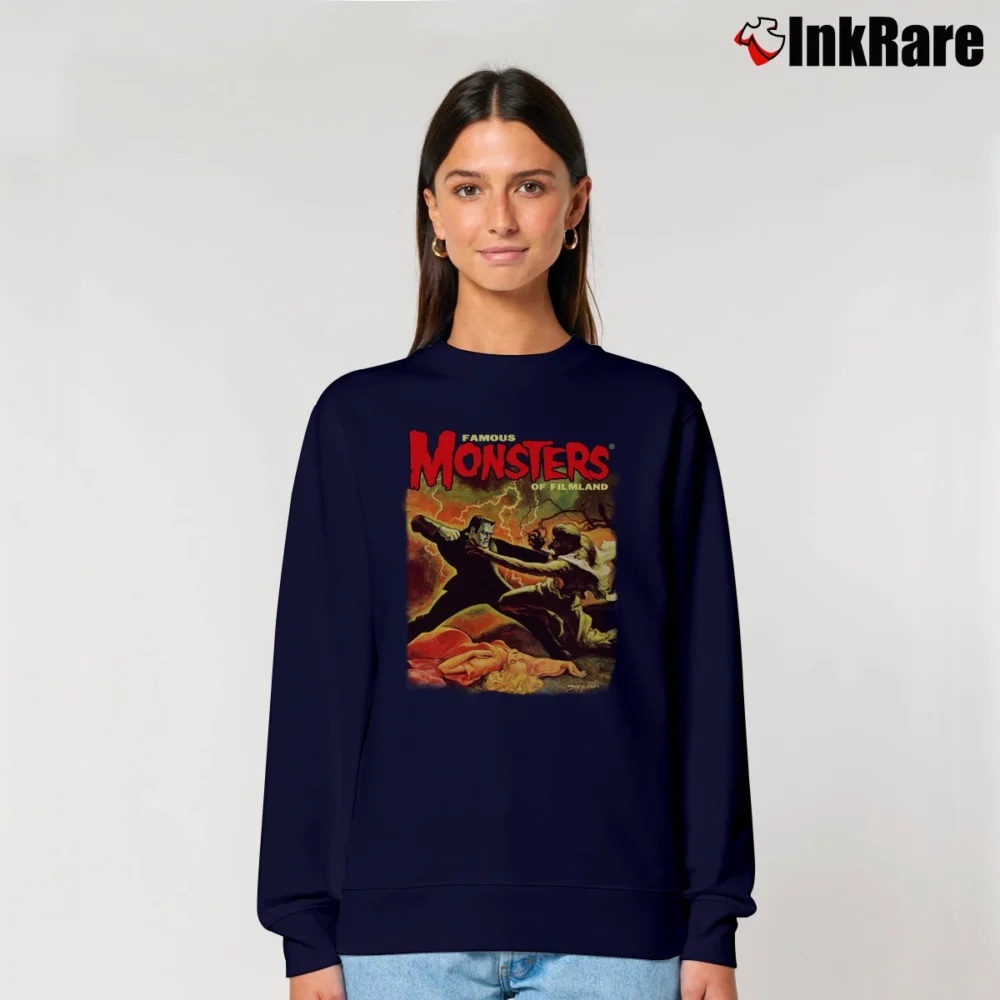 Women’s Frankenstein Vs Wolf Man Monsters Relaxed Sweatshirt in navy | Soft, Laid-Back Vibe