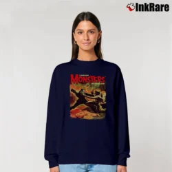 Women’s Frankenstein Vs Wolf Man Monsters Relaxed Sweatshirt in navy | Soft, Laid-Back Vibe