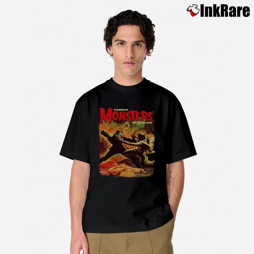 Men’s Frankenstein Vs Wolf Man Monsters Classic T-Shirt in black | Soft, Breathable Everyday Wear