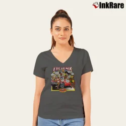 Women’s Freaknik 99 Throwback Party V-Neck Tee in charcoal | Chic Neckline, Soft Texture