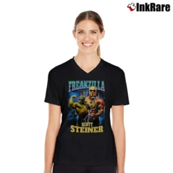 Women’s freakzilla scott steiner for Wrestling Fans V-Neck Tee in black | Chic Neckline, Soft Texture
