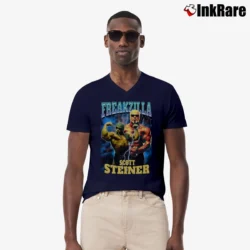 Men’s freakzilla scott steiner for Wrestling Fans V-Neck Tee in navy | Sharp, Breathable, Everyday Staple