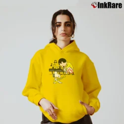 Women’s Freddie Mercury Snoopy Playing Guitar Peanuts Cozy Hoodie in yellow | Warm, Structured, Stylish