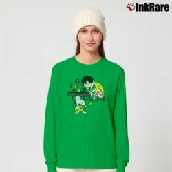 Women’s Freddie Mercury Snoopy Playing Guitar Peanuts Long-Sleeve Top in irish green | Sleek, Versatile, All-Season