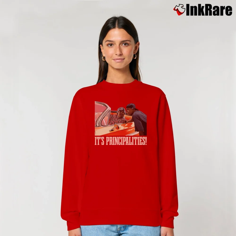 Women’s Friday Movie It's The Principalities Smokey Relaxed Sweatshirt in red | Soft, Laid-Back Vibe