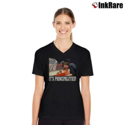 Women’s Friday Movie It's The Principalities Smokey V-Neck Tee in black | Chic Neckline, Soft Texture