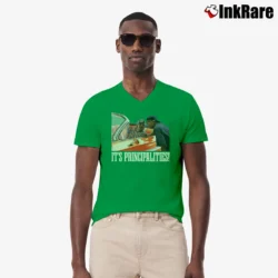 Men’s Friday Movie It's The Principalities Smokey V-Neck Tee in irish green | Sharp, Breathable, Everyday Staple