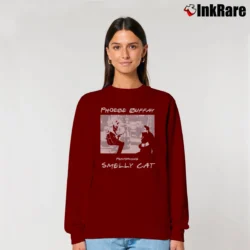 Women’s Friends Phoebe Buffay Performing Smelly Cat Relaxed Sweatshirt in maroon | Soft, Laid-Back Vibe
