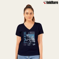 Women’s Friends Smelly Cat Tour V-Neck Tee in navy | Chic Neckline, Soft Texture