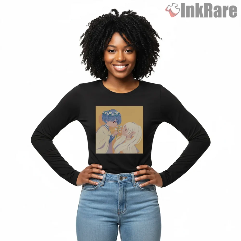 Frieren And Himmel Gentle Moment Fantasy Anime Shirt on black long sleeve shirt for women graphic tee
