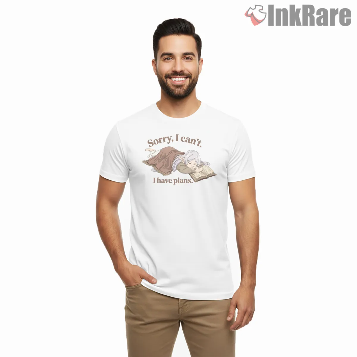 Frieren Lazy Reading Mood Cozy Fantasy Anime Short Sleeve White Frieren Lazy Reading Mood Cozy Fantasy Anime Shirt on white short sleeve shirt for men graphic tee