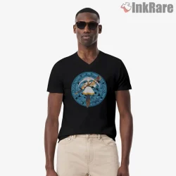 Frieren Magic Circle Silhouette Fantasy Anime Shirt on black v-neck shirt for men graphic tee