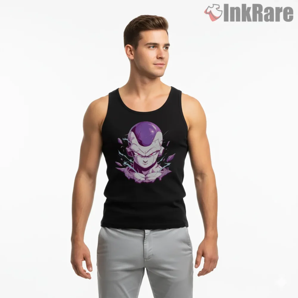 Frieza Furious Psychic Power Portrait Shirt on black tank top for men graphic tee